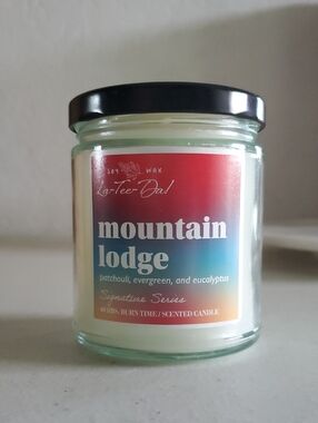All Soy Jar Candle-Mt Lodge, patchouli evergreen eucalyptus Celebrating Home NEW